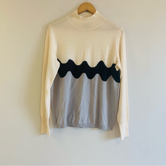 Uniqlo x Marimekko Wave Abstract Graphic Wool Long Sleeve Sweater High Neck - Picture 4 of 7